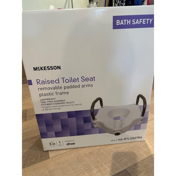 MCKESSON RAISED TOILET SEAT LIGHTWEIGHT NEW MAX WEIGHT 300 LBS